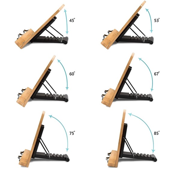 Large Size Bamboo Reading Book Holder Stand Bookrest Foldable - Picture 4 of 6